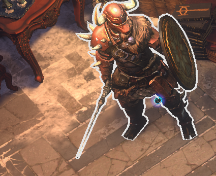 Brennak, the Old Soul, a Bastion mercenary in an encounter.