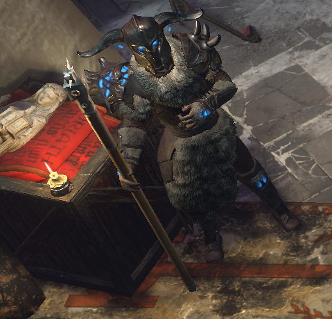 Dermok Stonehand, a Winter Deacon mercenary in a hideout encounter.