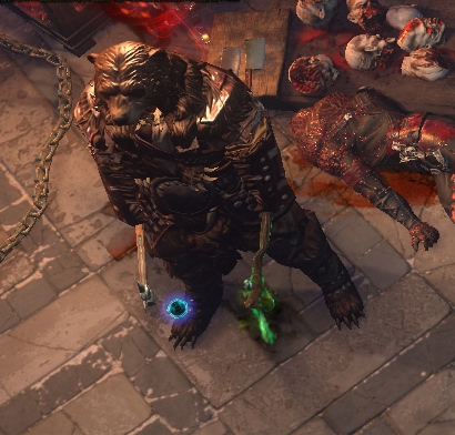 Drazgor, the Keitan Enforcer, an Infamous Striker mercenary in an encounter.