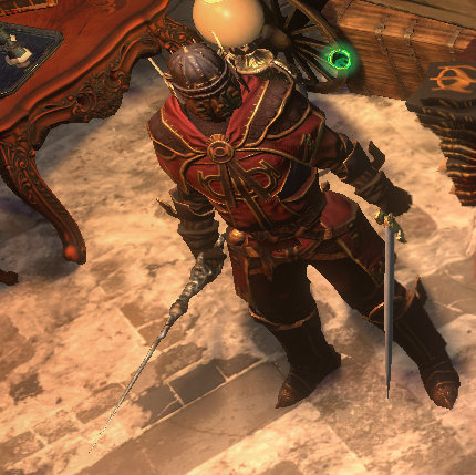 Elkin Trayon, a Shattersword mercenary in a hideout encounter.