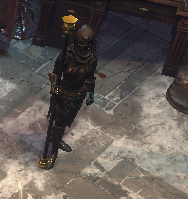 Krevia, the Silent Hand, a Withertouch mercenary in a hideout encounter.