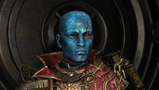 High Templar’s War Regalia Helmet with a blue face and no hood